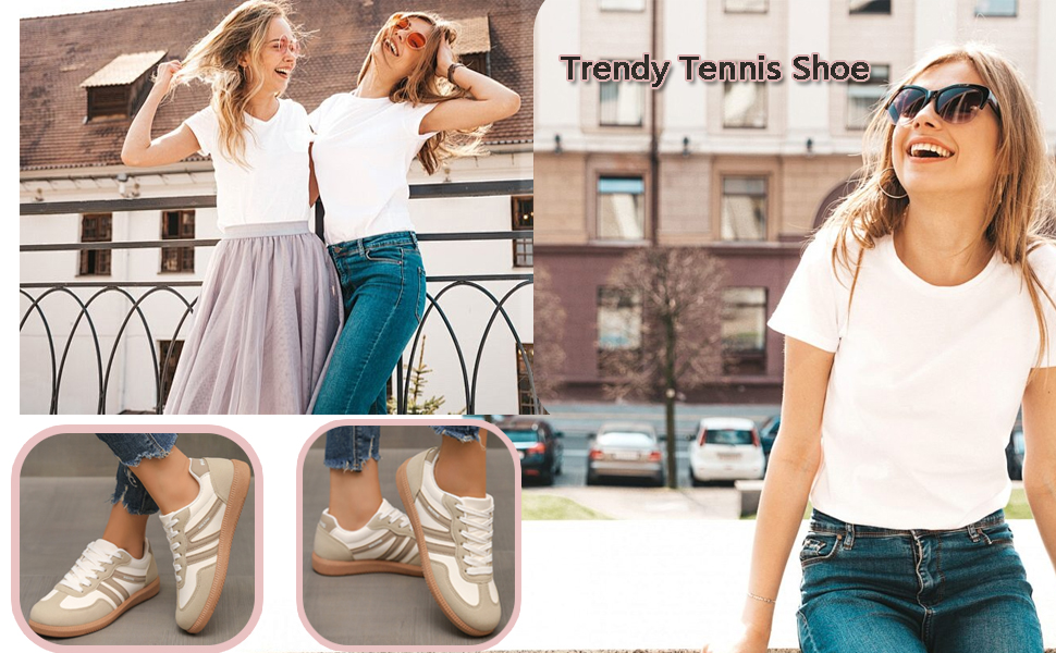 Women’s Stylish Round Toe Non-Slip Casual Shoes, Retro Lace Up Fashion Sneakers Trendy Tennis Shoe Walking Footwear 8 aplus content image