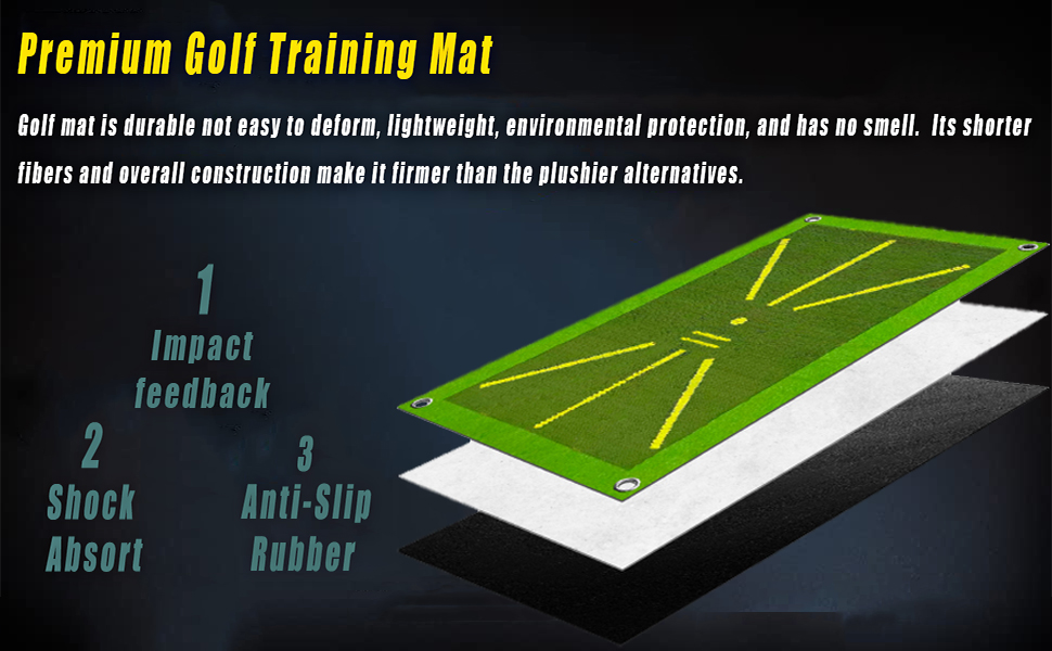 Golf Training Mat for Swing Detection Turf Golf Mat Outdoor Indoor