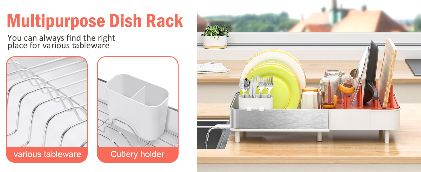 KINGRACK Dish Rack, Extendable Dish Drainer, Modern Dish Drying Rack 2