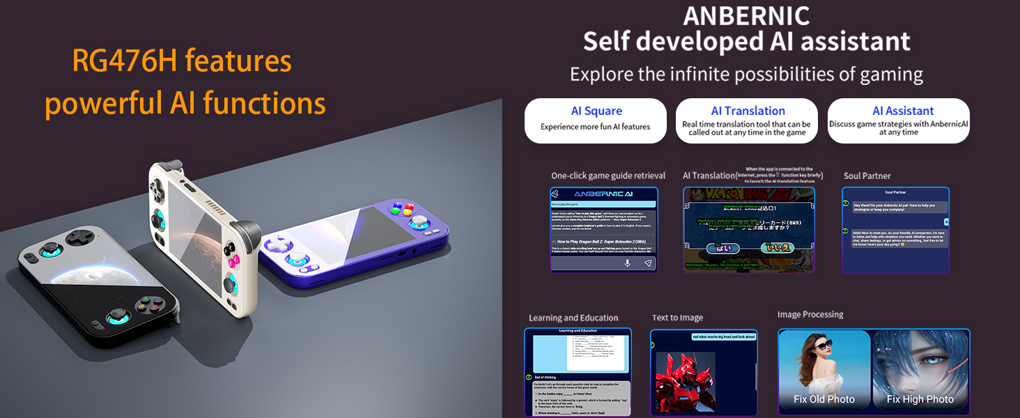 RG476H retro game console features powerful AI functions