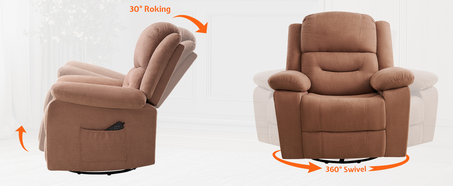 Jocisland Rocking Recliner Chairs for Adults, 360 Degree