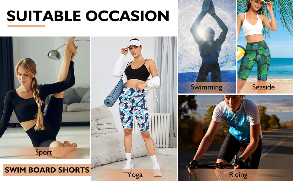 Buauty HighWaisted Womens Swim Shorts with Liner UPF50