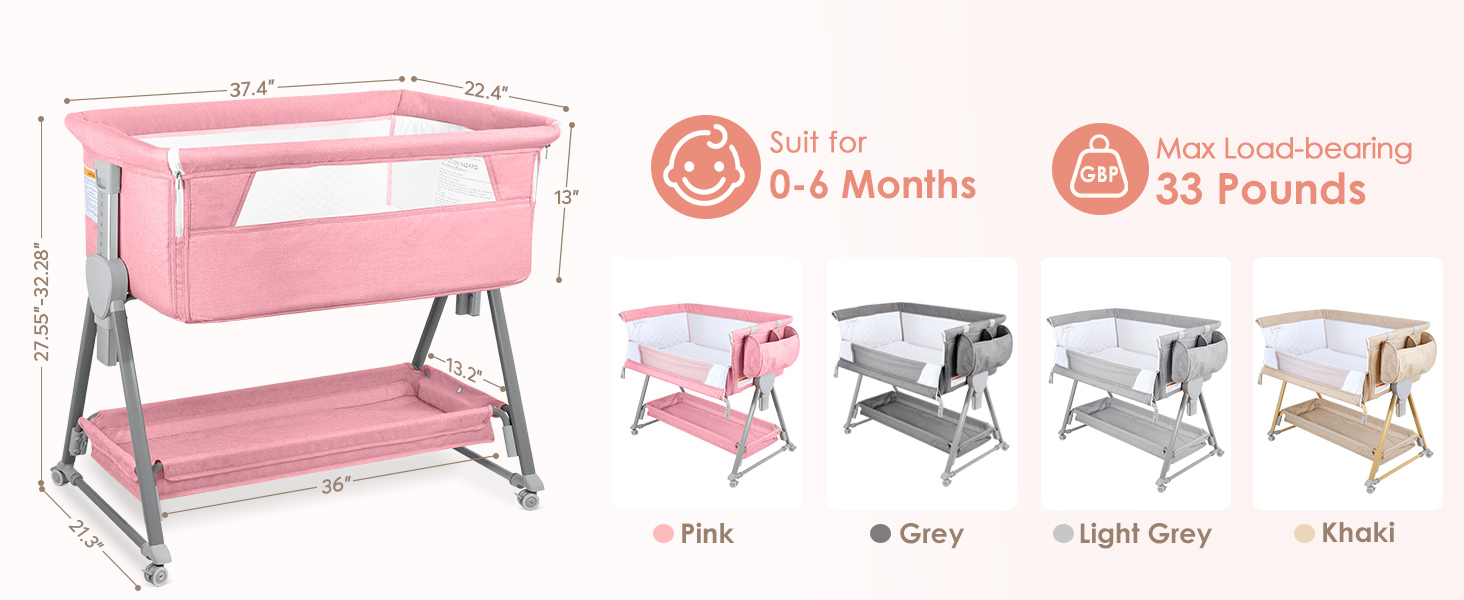 pink baby bassinet