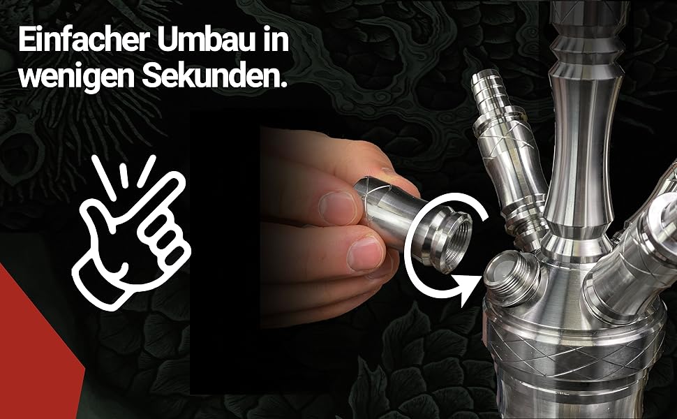 Little Dragon® Shisha-Schlauchadapter 18/8 Schliff rostfreies Edelstahl ...