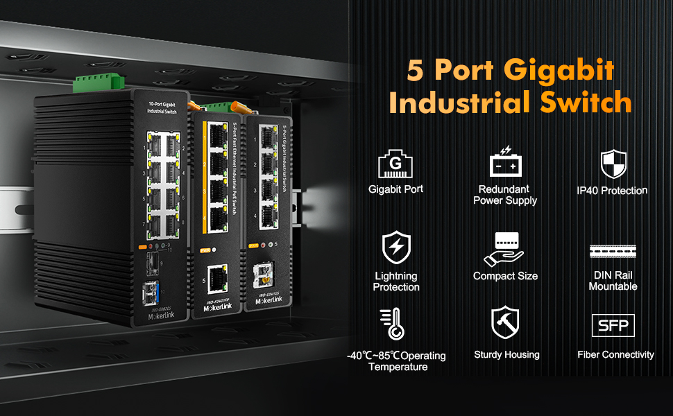 5 port gigabit industrial switch