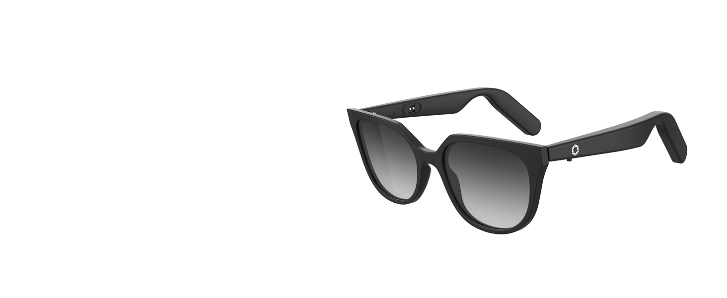 Lucyd Smart Sunglasses | Moonshot Model | Open Ear | Noise Canceling Mics | Voice Assistants Compatible | Narrow Size 25 Lucyd Lyte 2.0 Moonshot Bluetooth Audio Sunglasses Women Black