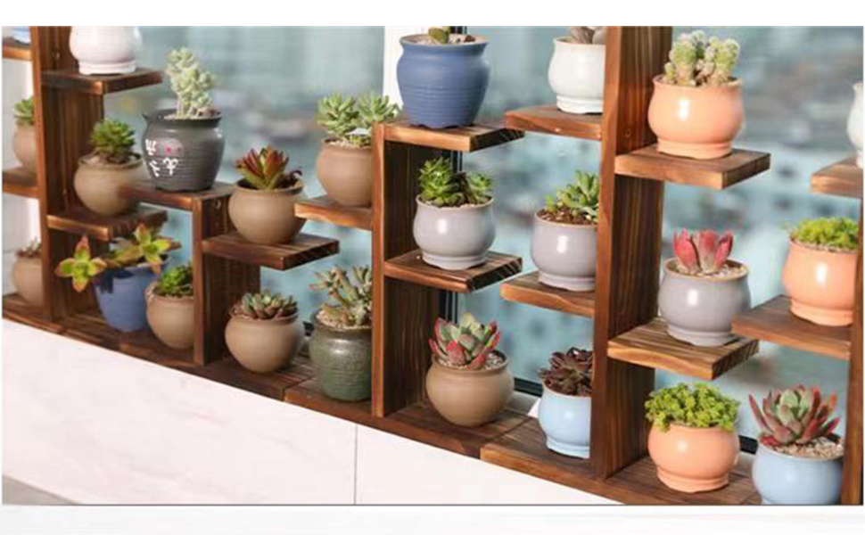 Decoeco Wooden Desktop Plant Stand Indoor Windowsill Plant