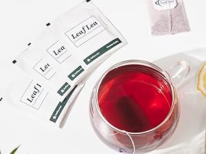 LeafLea Hibiscus Tea Bags - 100% Natural, Rich Flavor, Individually Wrapped for Freshness.