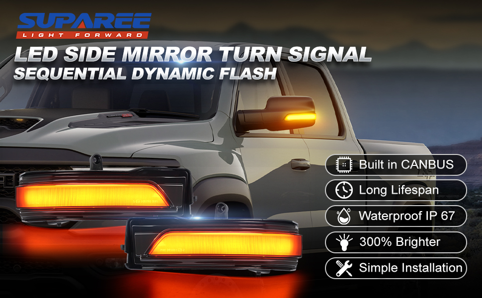 SUPAREE LED Side Mirror Turn Signal Lights, Sequential