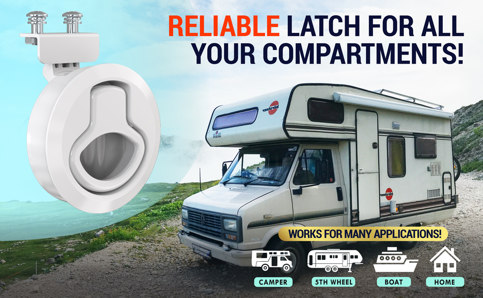 LATCH.IT RV Flush Latch Lock 2 Pack White Flush Slam