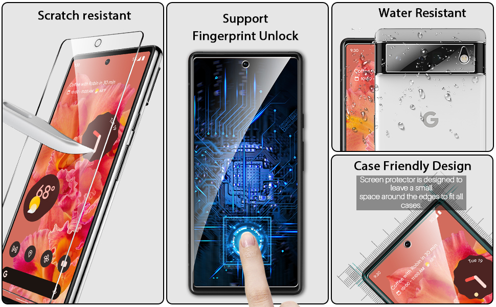 [2+2 Pack] LK Compatible for Google Pixel 62 Pack Tempered Glass