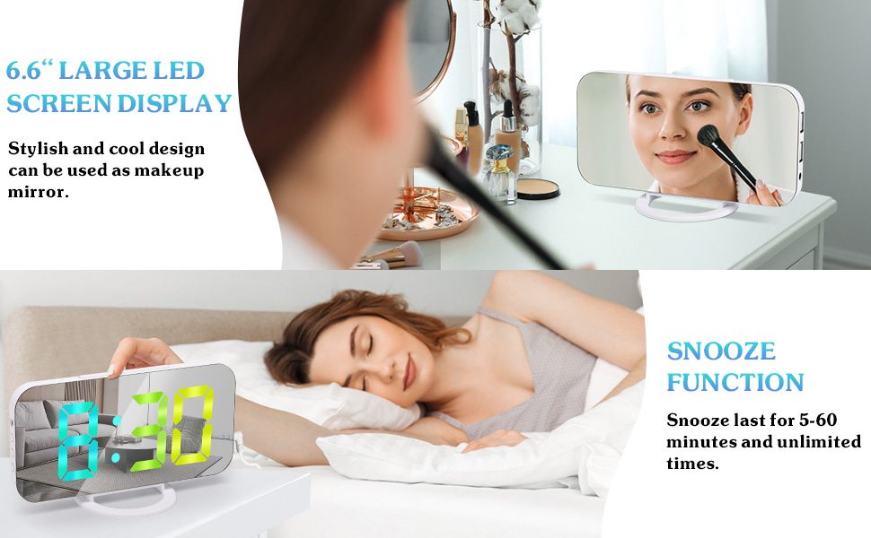 Upick Digital Alarm Clock, LED RGB Colorful Clocks for