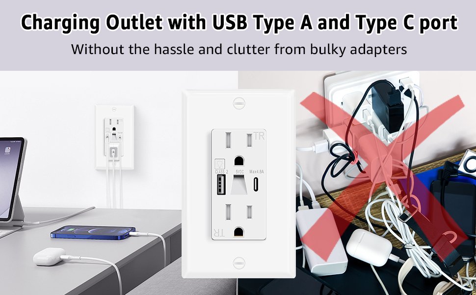 USB C Outlet with Night Light