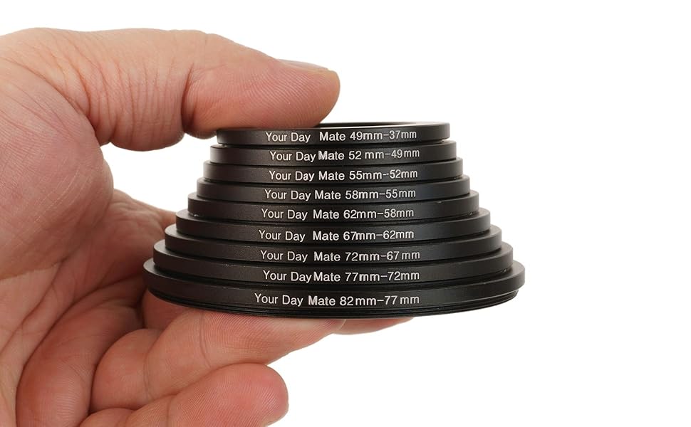 YourDayMate Bague Step Down ultra fine en aluminium pour objectif Ø 72 mm et filtre Ø 67 mm