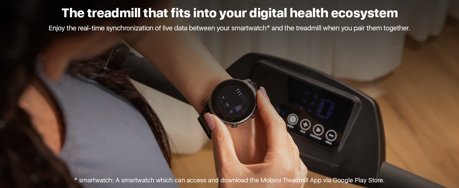 Mobvoi Home Treadmill Incline 3HP Folding 15 Inclines with Bluetooth Workout App