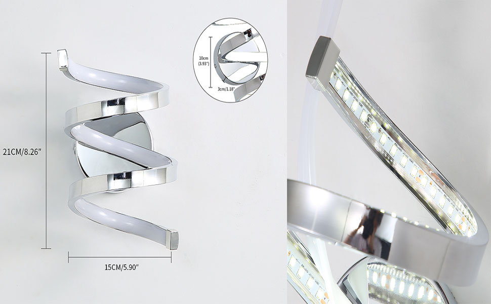 Luz De Pared LED, Lámpara De Pared Interior Moderna De 18W, Lámpara De Pared 1440LM 6000K Luz Blanca Esía Para Sala De Estar Dormitorio Pasillo Escalera 14 Aplique interior