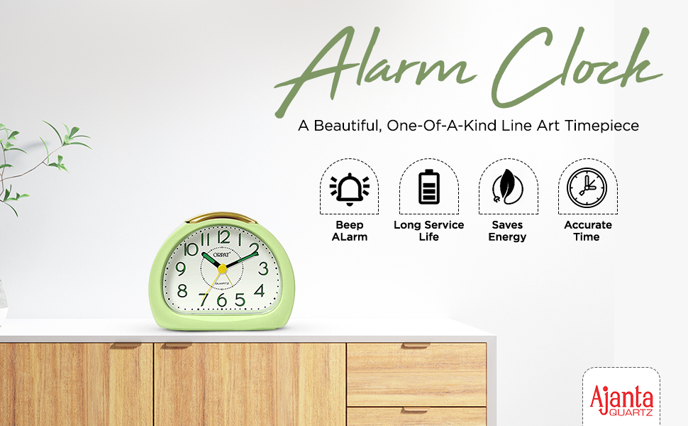 Buy Ajanta Orpat Time Piece Beep Alarm Clock (Small_140X114X74 mm) (Green) Plastic, Analog