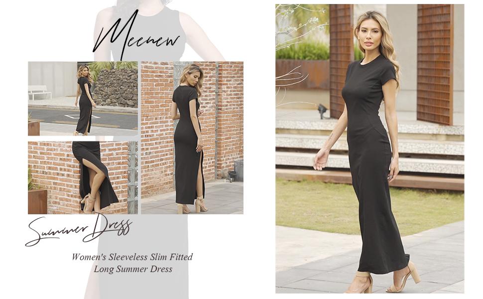 Women's Summer High Slit Long Bodycon Dress