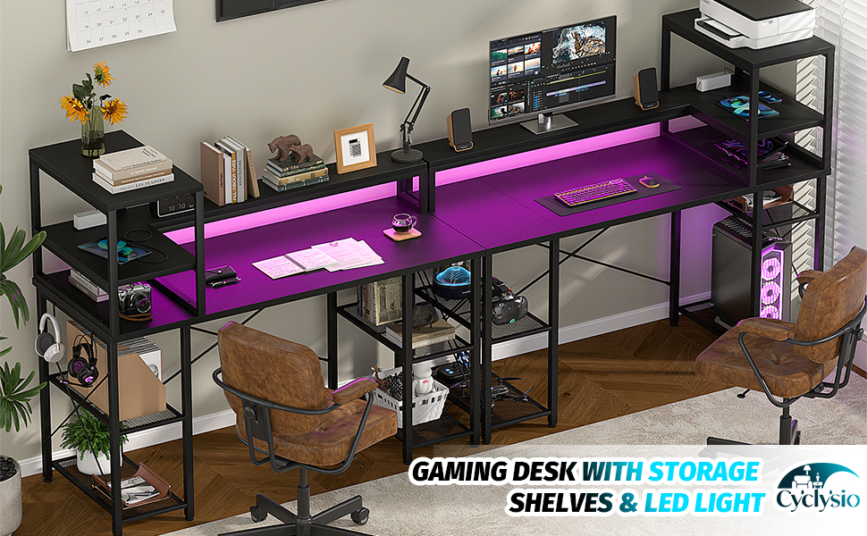 47 gaming desk computer desk table gaming desk with led light gaming desk with storage shelves
