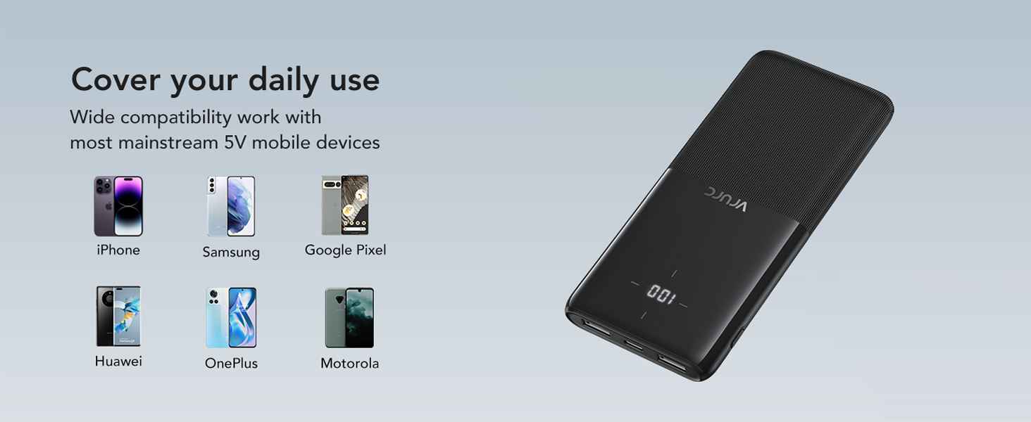 VRURC Power Bank 2 Pack 10000mAh Portable Charger USB C Input and