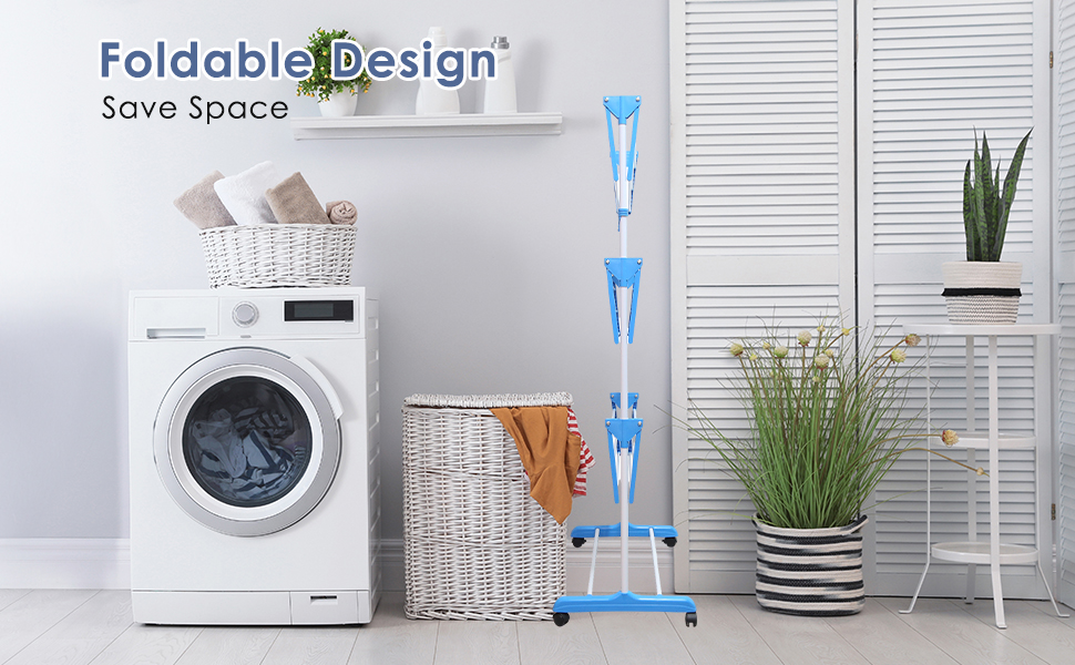 Yunnyp 3 Tier Airer Clothes Rack, Foldable Laundry Dryer Rack, Large 3