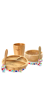 Round Bamboo Baby Plate;Wooden Toddler Plate;Stay Put Feeding;BPA-Free