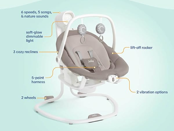 Amazon.com : Joie Miso 2-in-1 Baby Swing & Rocker– Dual