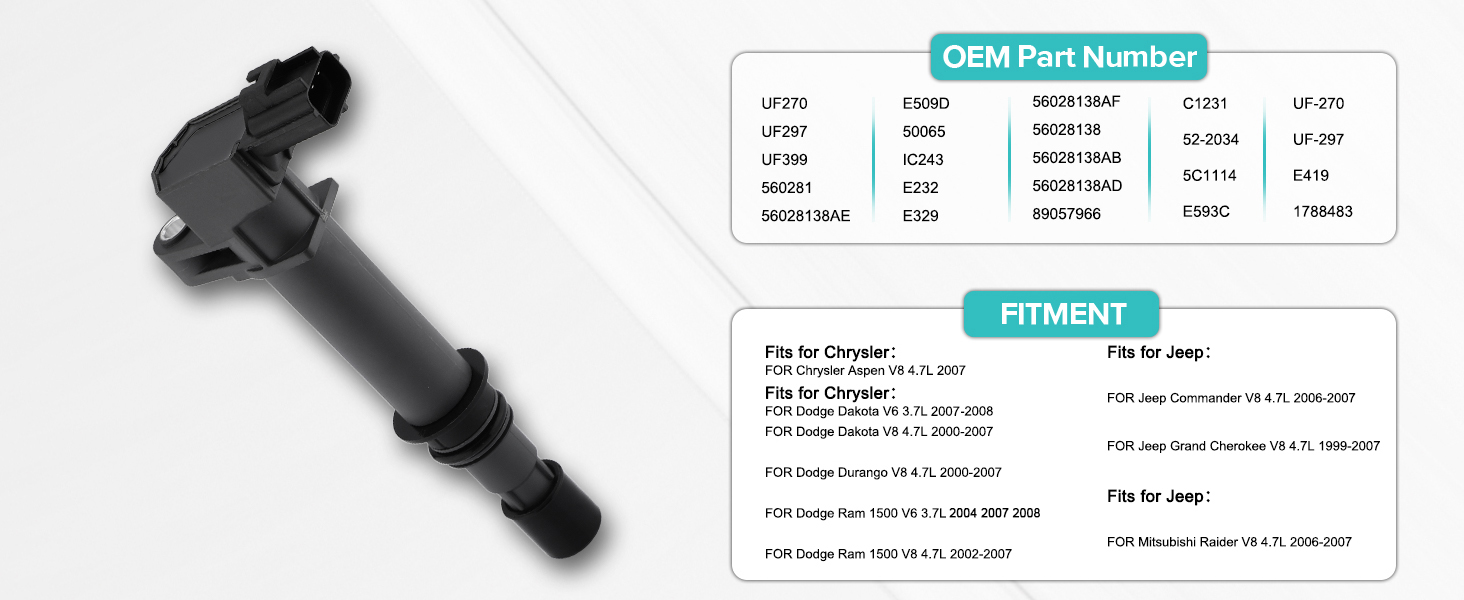 UF270 Set of 8 Ignition Coil Pack 3.7L 3.9L 4.7L For Jeep Commander Grand Cherokee Liberty