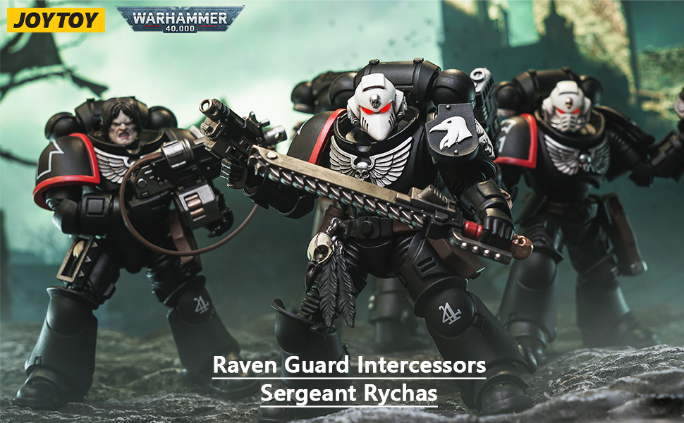 JOYTOY Warhammer 40k Raven Guard Intercessors Sergeant Rychas 1/18 Action  Figure