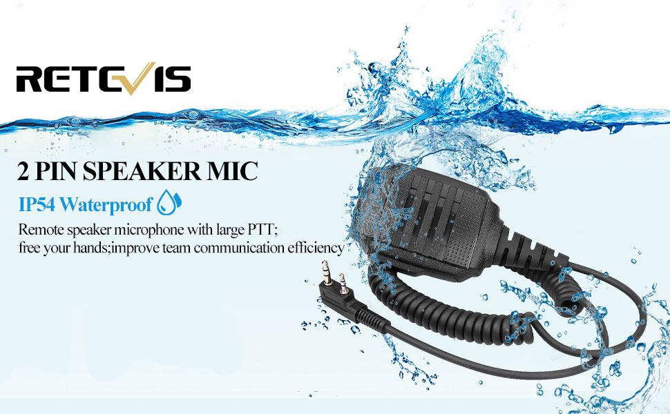 Retevis IP54 Waterproof Microphone, Walkie Talkie Speaker Mic,Compatible with Retevis RT21 RT68 H-777 RT22 RT27 H-777S RB45 RB29 RT19 RT15 BAOFENG UV-5R 888S Kenwood Samcom pxton Two Way Radio(4 Pack) 10 Retevis IP54 Waterproof 2 Pin Speaker Mic