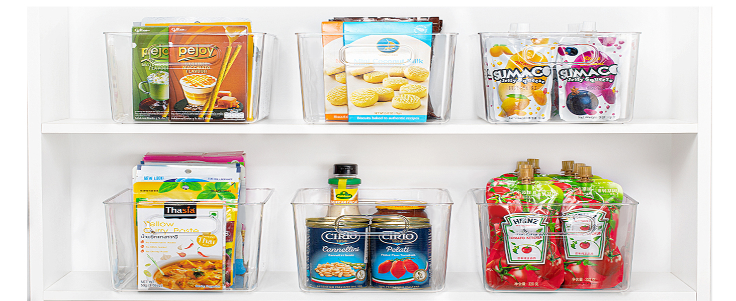 Feshory 4 Pack Extra Large Clear Storage Containers Pantry Organiser