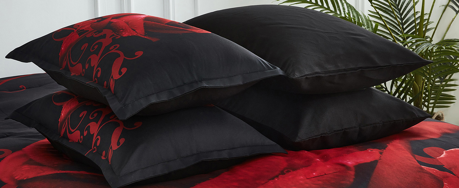 red rose bed in a bag