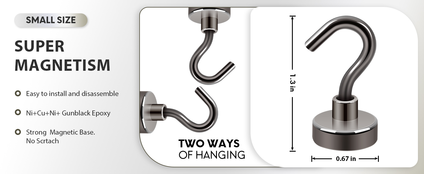 size of Neosmuk magnetic hooks gunblack