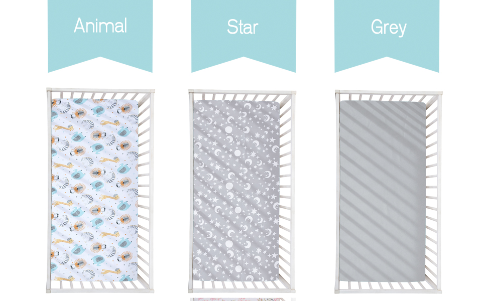 bimocosy Crib Sheets,3 Pack Boy Crib Sheets Size 28"x 52