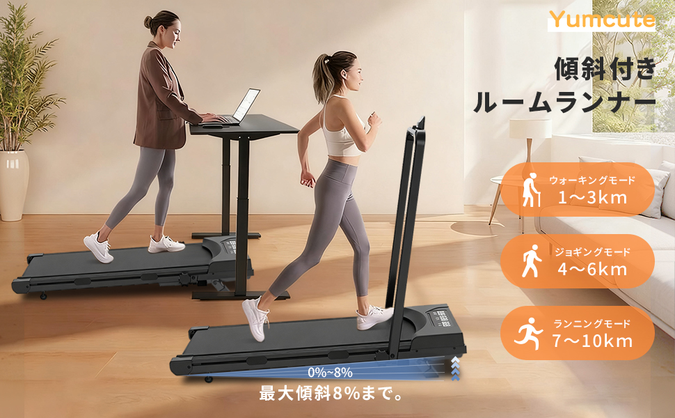 Amazon | Yumcute ルームランナー 傾斜付き 角度調整