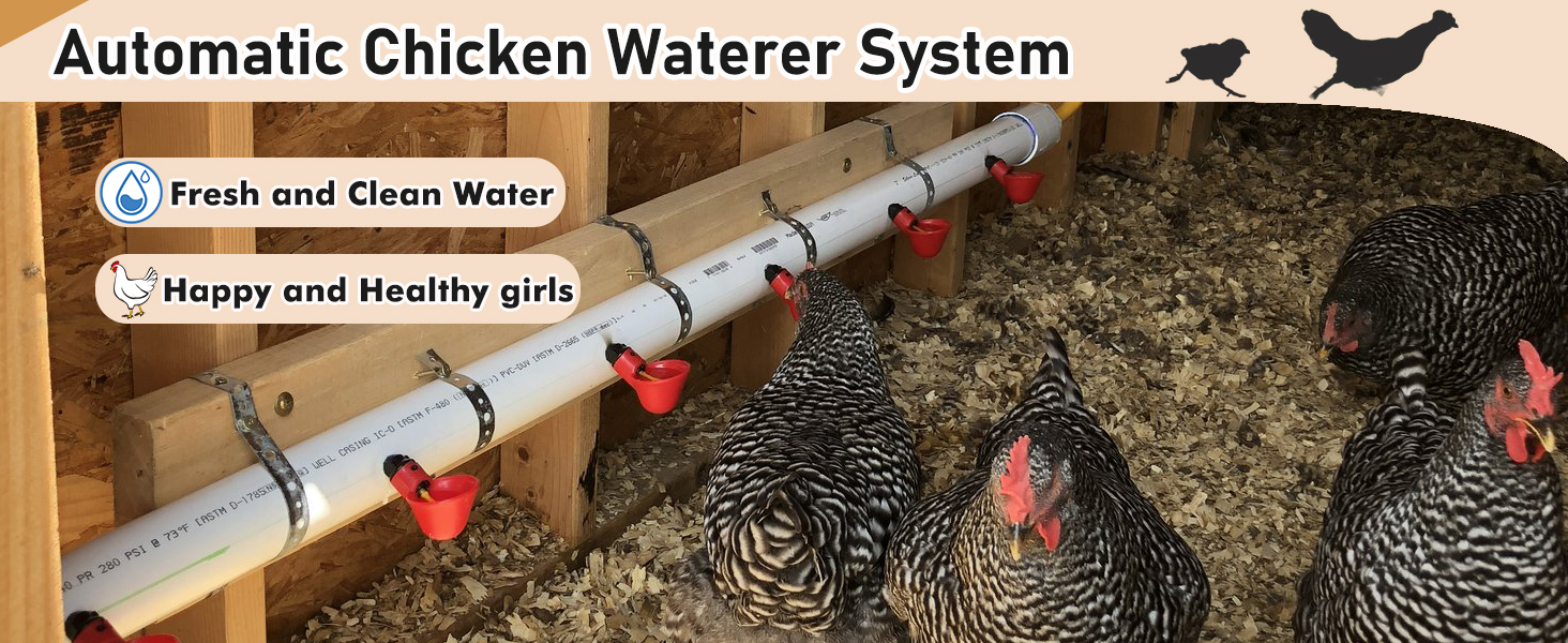 Upgrade Automatic Chicken Waterer System,1/2" PVC Pipe Kit