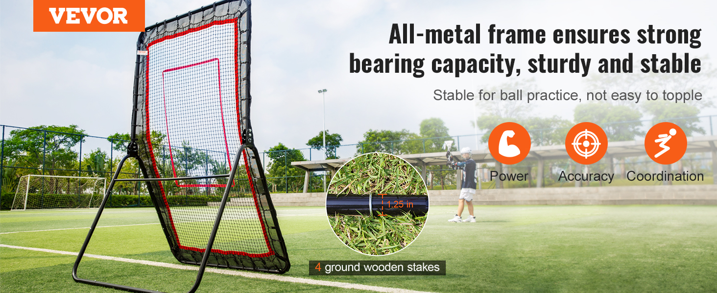 VEVOR Lacrosse Rebounder for Backyard, 4x7 Ft Volleyball Bounce Back