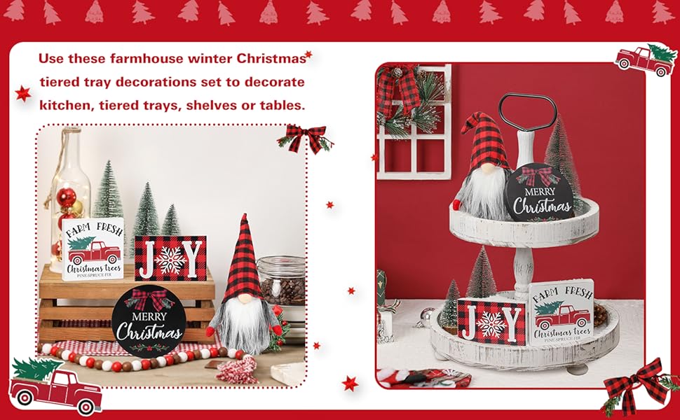 christmas tiered  tray decor