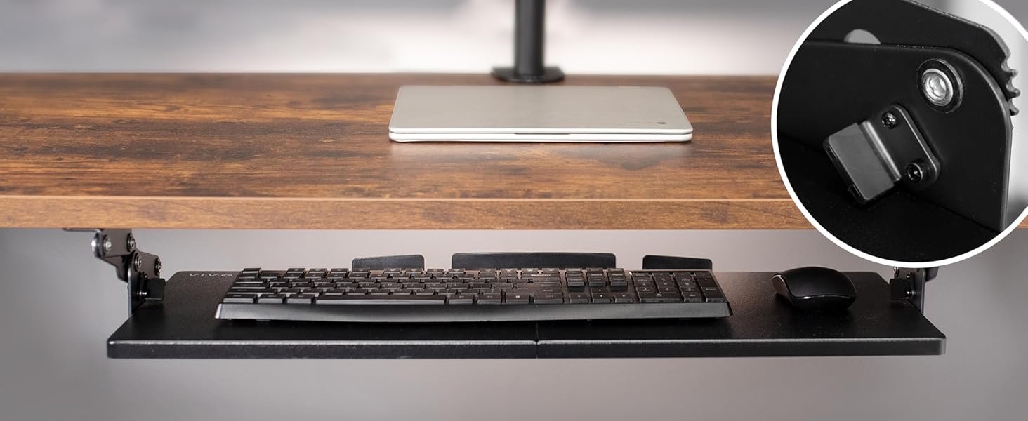 VIVO Large Under Desk 69cm x 28cm Computer Keyboard and Mouse Tray with Swinging Height