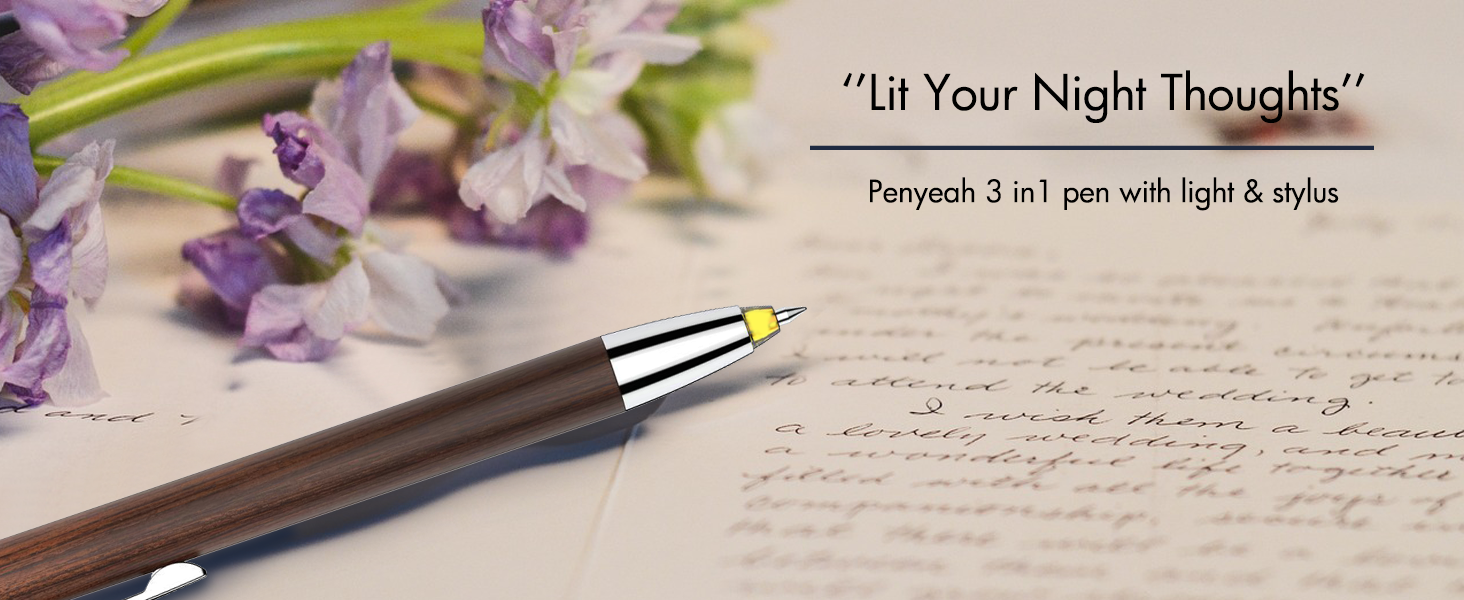 Penyeah Pen with Light, Led Lighted Tip Pen with Stylus,3