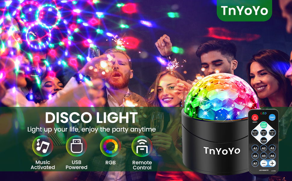 Boule Disco, Lumière de fête de Contrôle de Musique TnYoYo, 360