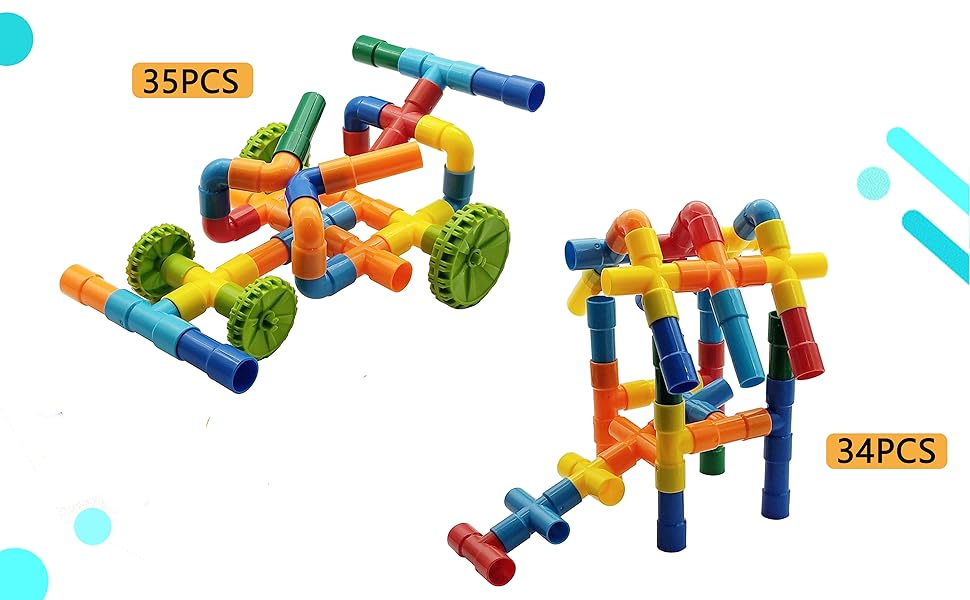 232PCS Building Toys for Kids Ages 24.STEM Pipes Tube