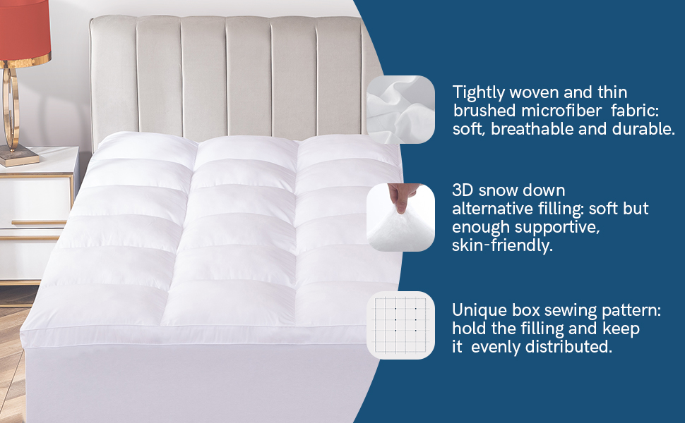 ELEMUSE King Cooling Mattress Topper for Back Pain, Extra Thick