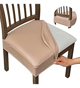 NILUOH Waterproof Seat Covers for Dining Room Chairs Set of 4, Pu Leather Chair Seat Slipcovers D...