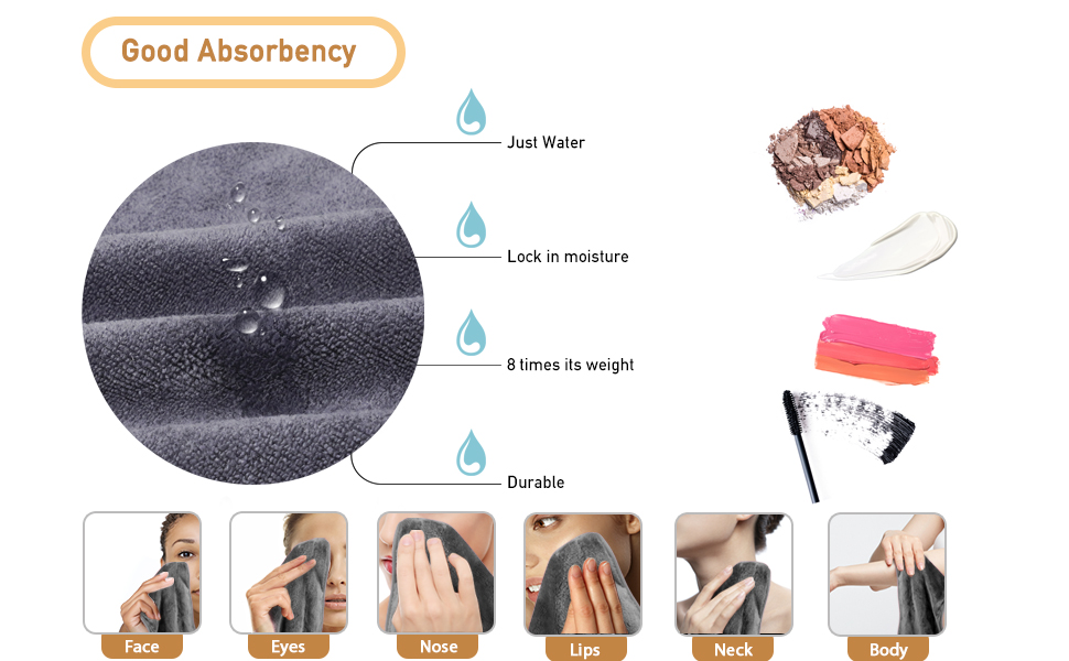 Natwag Makeup Remover Cloth, 12 x 12 Inch Microfiber Makeup