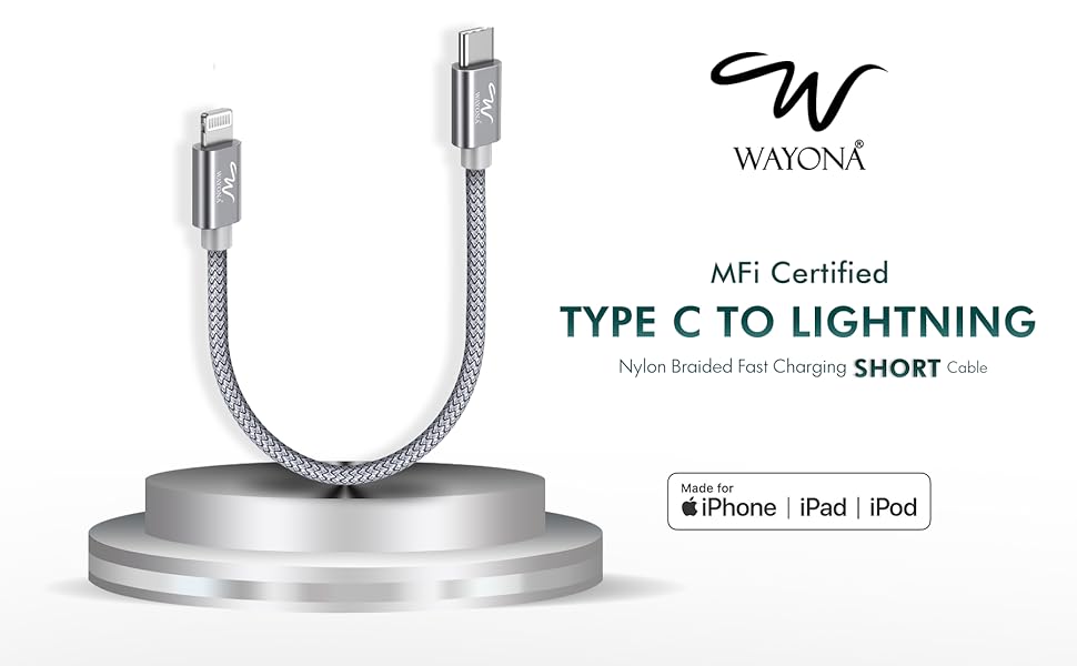 mfi certified lightning cable type c mfi short cable for iphone type c to lightning cable