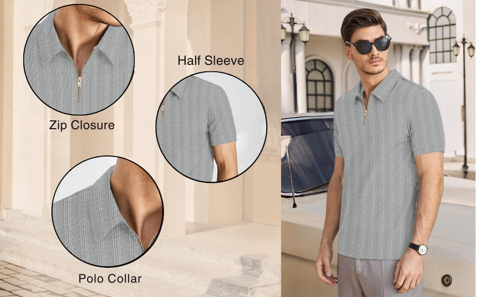 Men's Self-Design Polo Neck Polyester T-Shirt
