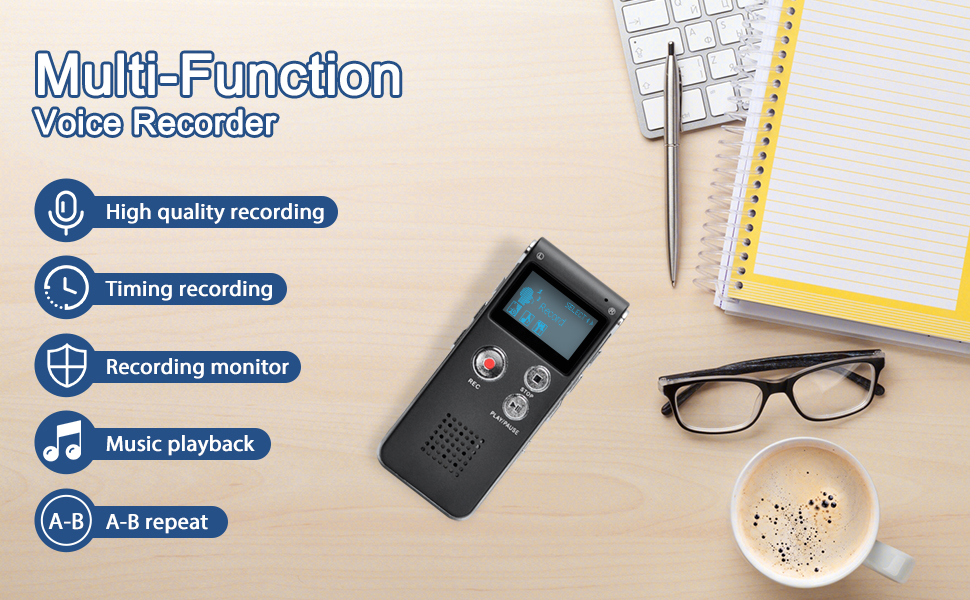 COVVY 16GB Portable Digital Voice Recorder Audio Recorder Sound