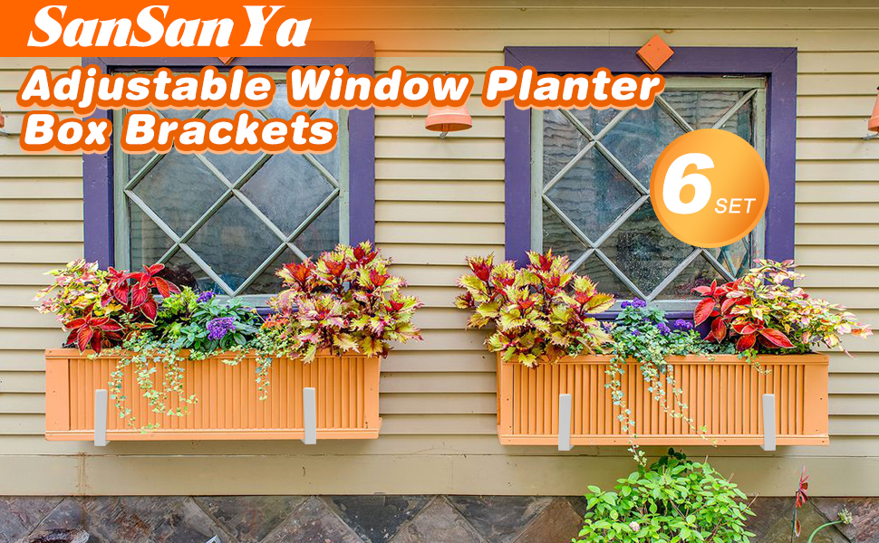 SanSanYa 6Pack Adjustable Planter Box Brackets Window Box