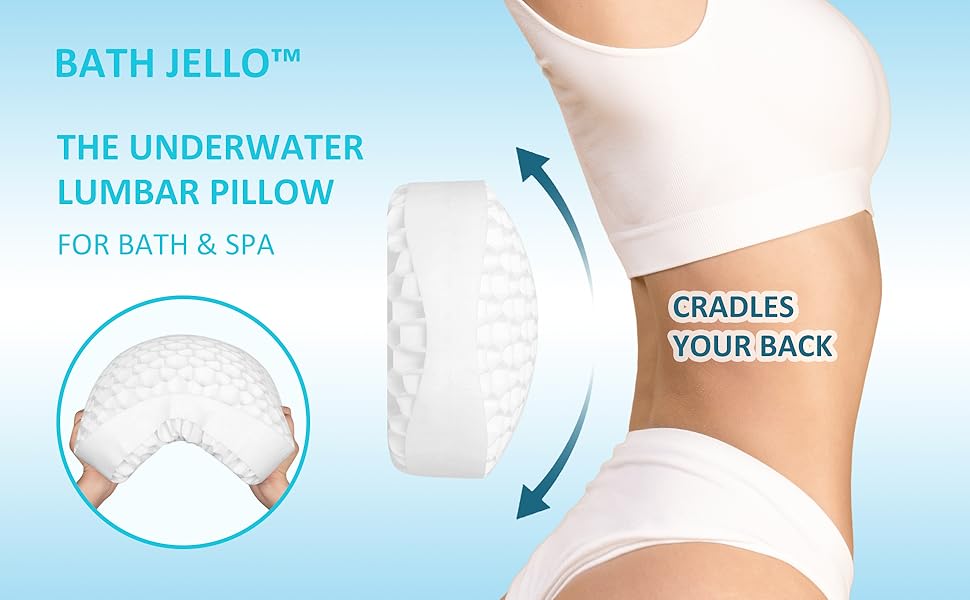 Sunlit Bath Jello Gel Bath Pillows, Lumbar Pillow for Bathtub, Back Support Pillow
